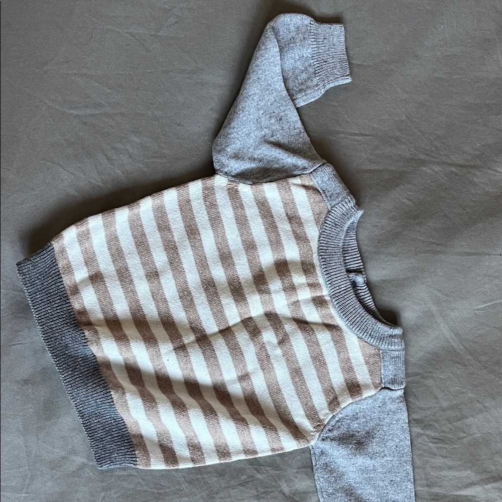 Striped Gray and Tan Sweater